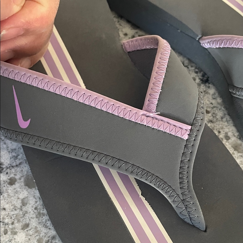 Nike Gray and Purple Flip Flops Celso - Picture 8 of 10